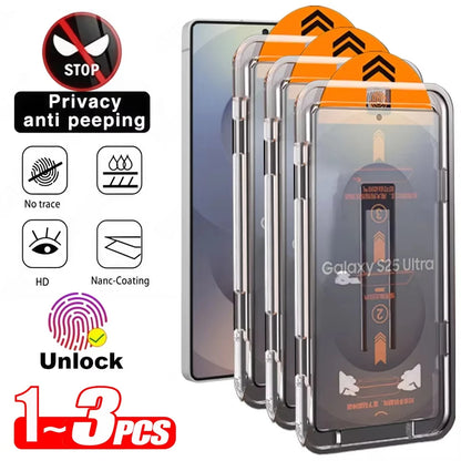 1-3Pcs Privacy Screen Protector For Samsung Galaxy S26 Plus Ultra S25 S24 S23 S22 S22 S21 Easy Install Anti-Spy Tempered Glass