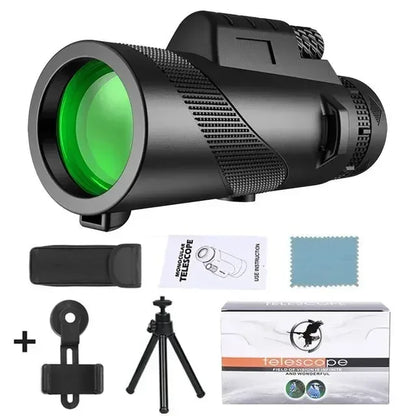 Portabl Powerful 80X100 HD Monocular 50000M Telescope Long Range Zoom With Tripod Phone Clip For Outdoor Hunting Camping Tourism - Urbizia