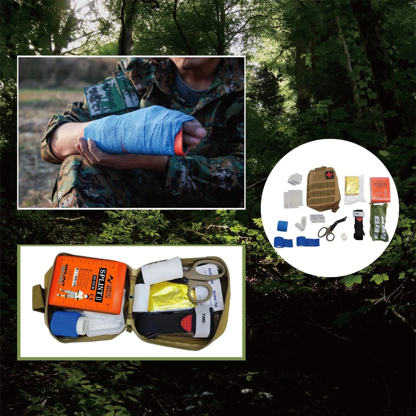 First Aid Splint 18-36" X 4.3"  Green-Gray Orange-Blue  Keep Bones in Position