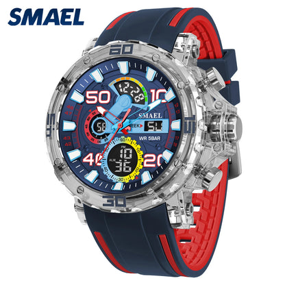 SMAEL 8136 50M Waterproof Military Watch for Men - LED Backlight Alarm Chronograph Stopwatch Shockproof Outdoor