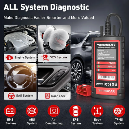 ThinkDiag 2 ALL software 1 Year Free Update Auto Diagnostic tool support CAN FD ECU Coding Active Test 16 reset OBD2 Scanner