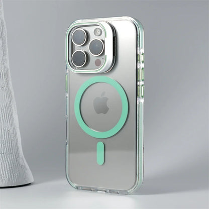 Luxury Lens Holder Shockproof Magnetic Case For iPhone 16 15 14 Plus 13 12 17 Pro Max 17Air 16e Magsafe Fashion Clear Cover