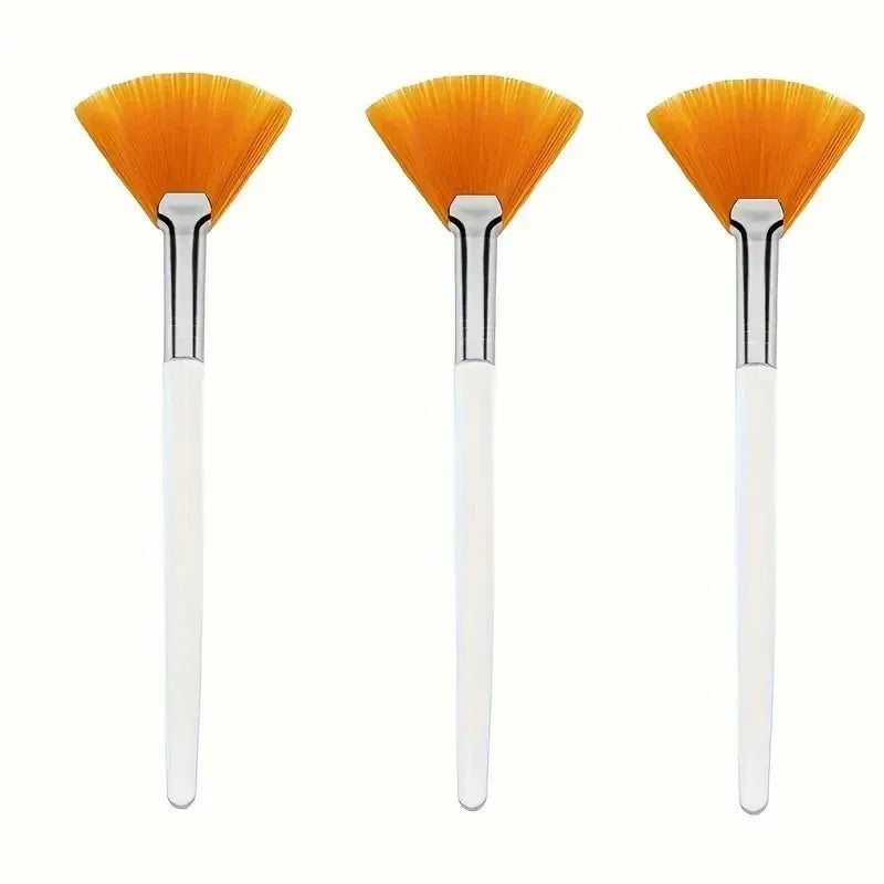 3/6/12pcs Practical Facial Brushes Fan Shape Brush Flat Head Face Mask Applicator Soft Portable Mask Brushes Cosmetic Tools - Urbizia
