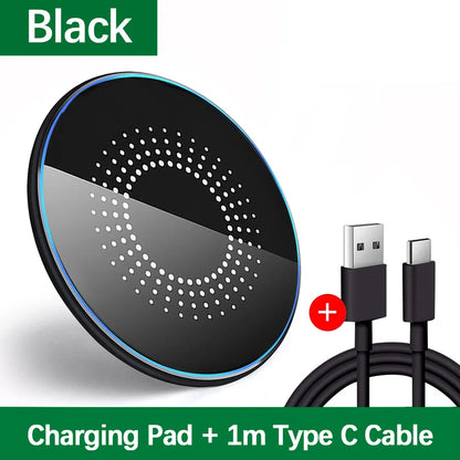 30W Wireless Charger Pad for iPhone 17 16 15 14 13 12 11 Samsung Xiaomi Phone Chargers Induction Fast Charging Dock Station