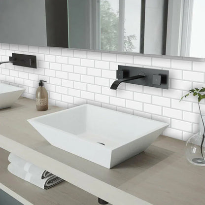 5 Sheets Wall Tile Sticker White Self Adhesive Tiles Waterproof Vinyl Wallpaper Backsplash For Kitchen Living Room Bathroom - Urbizia