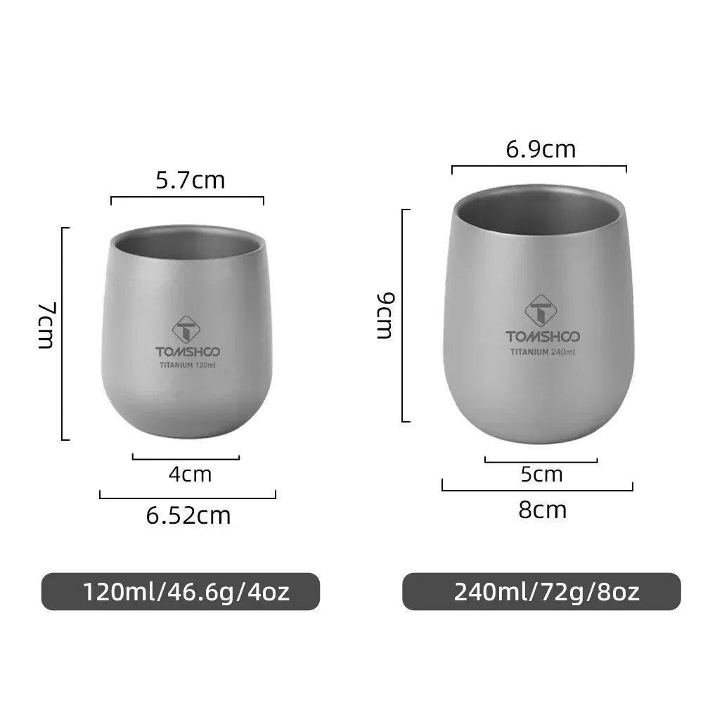 Tomshoo Titanium Cup Insulated Double Wall Drink Cup Outdoor Camping Titanium Water Cup for Camping Hiking Cool Camping Gear - Urbizia
