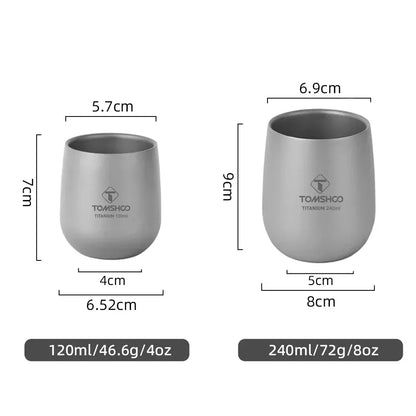 Tomshoo Titanium Cup Insulated Double Wall Drink Cup Outdoor Camping Titanium Water Cup for Camping Hiking Cool Camping Gear - Urbizia