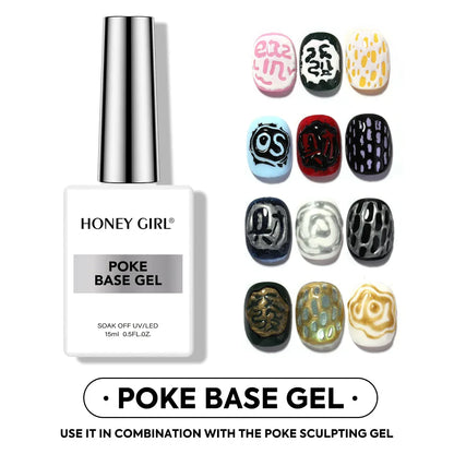 Creative Nail Art  poke Gel with Special Base Coat, Black/White Silvery Golden  for DIY Multi-Style Designs,  Holiday Gift