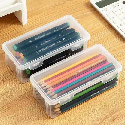 Multifunction Pen Case Clear Plastic Pencil Boxes Portable Mount Storage Pen Box For Oil Pastel Crayon Stationery Organizer Bag