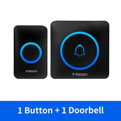Meian Smart Home Doorbell Wireless Security Doorbell IP65 Waterproof Outdoor Door Bell 60 Songs 5 Volume Adjustable Chime Kit - Urbizia