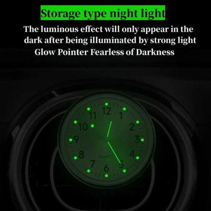 1pc Glow Decorative Clock Car Clock Mini Quartz Analog Car Dashboard Time Stick-On Clock Watch for Car Decoration Exclusive