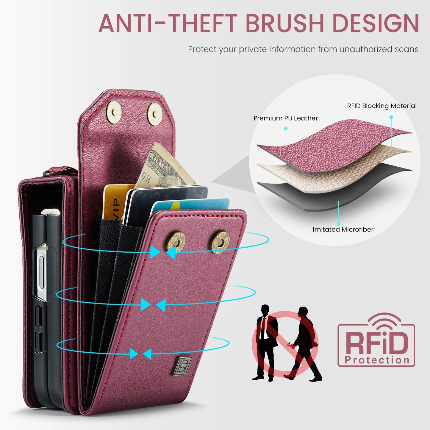Premium Leather Wallet Card Slots Case for Samsung Galaxy Z Flip7 Flip6 Flip5 Flip7FE Lanyard Crossbody Fashion Protective Cover