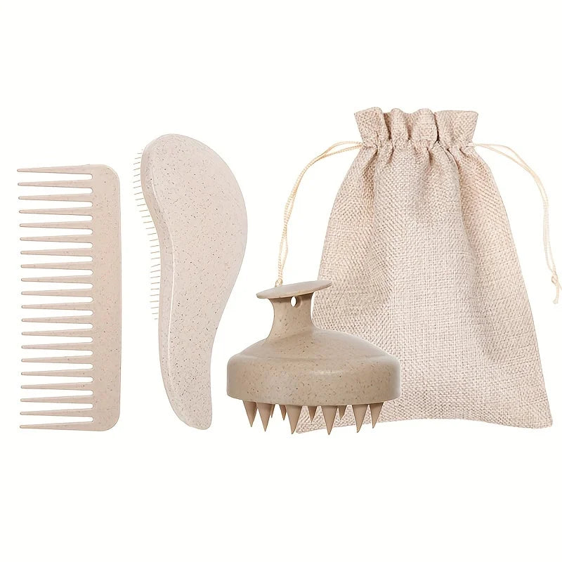 Eco-Friendly Hair Brush & Scalp Massager Set