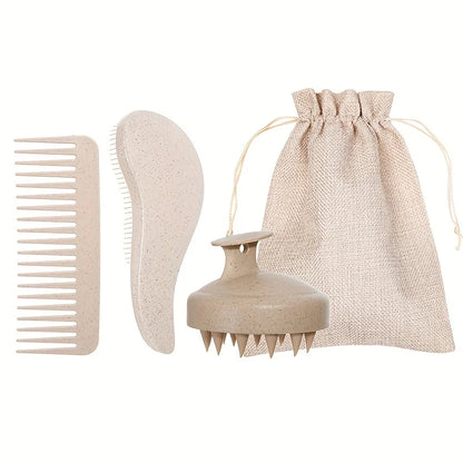 Eco-Friendly Hair Brush & Scalp Massager Set