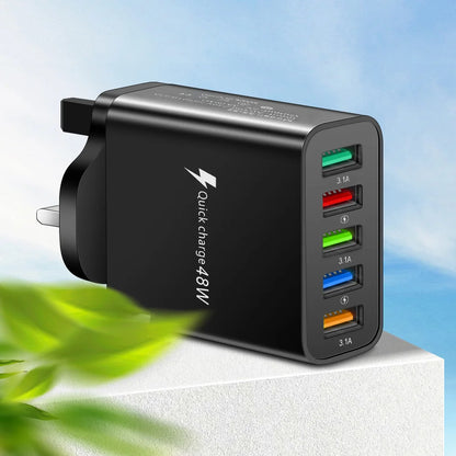 48W USB Charger Fast Charging QC3.0 Wall Charger Adapter For iPhone 14 13 Samsung Xiaomi Mobile Phone Charger 5 Ports EU US Plug