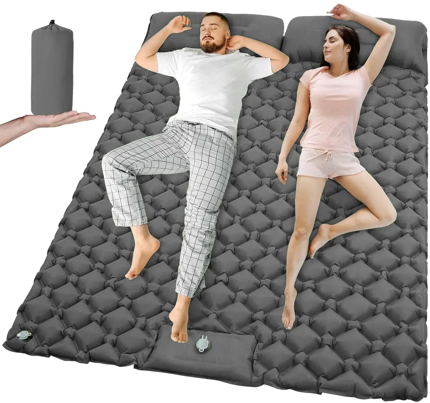 Outdoor Camping Double Inflatable Mattress Extra Wide Sleeping Pad Ultralight Folding Bed Sleeping Mat Car Travel Mat - Urbizia