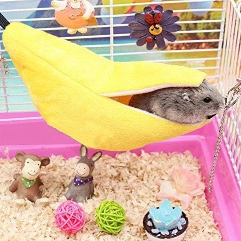 Banana Hamster Bed House Hammock Small Animal Warm Bed House Cage Nest Hamster Accessory for Sugar Glider Hamster Small Bird Pet - Urbizia