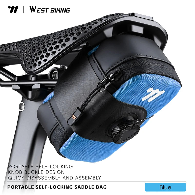 WEST BIKING Bicycle Saddle Bag 0.2L Knob Self Locking Tail Bag Portable Cycling Tool Bag Waterproof Bike Bag Bike Accessories