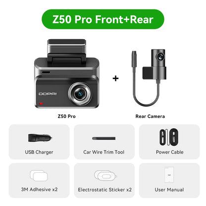 DDPAI Z50 Pro Dash Cam 4K Car DVR 3"IPS Screen 5GHz WiFi GPS ADAS 24H Parking Monitor Front and Rear Dashcam Car Camera