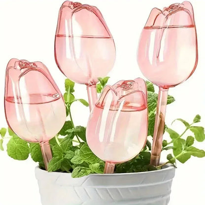 Pink tulip plant watering balls, suitable for indoor and outdoor plants, automatic plant drippers, and automatic watering - Urbizia
