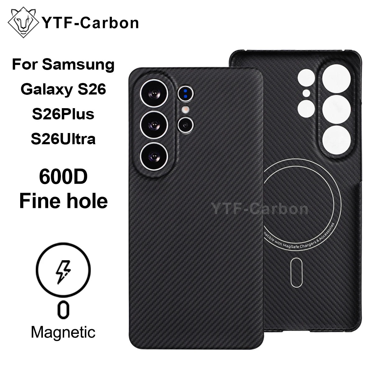 YTF For Samsung Galaxy S26 Ultra Aramid Fiber phone case for magnetic S26 plus Thin Luxury S26 cover protective Kevlar case