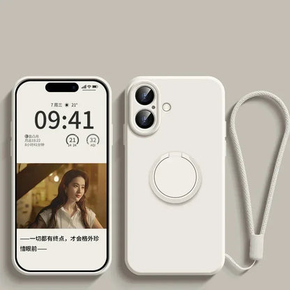 Liquid Silicone Ring Stand Magnetic Case for iPhone 17 Air 16E 15 14 13 12 11 Pro Max Plus Shockproof Soft Bumper Protectic Case