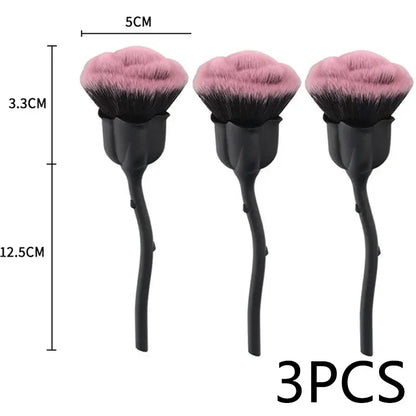 Flower Nail Brush for Manicure Gold Rose Shape Nail Art Brushes Round Small UV Gel Polish Powder Cleaning Tools Nail Accesories