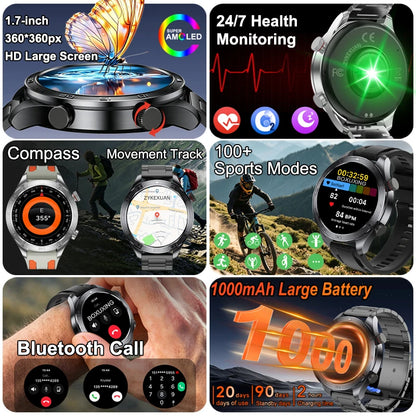 New GPS Track Smart Watch Men AMOLED Screen Outdoor Sports Fitness Heart Rate Compass IP68 Waterproof Bluetooth Call Smart Watch