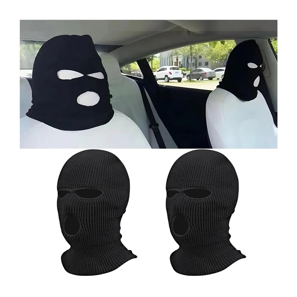 Universal Car Headrest Cover Funny Car Seat Face Mask Ski Mask Wrap Protection Vehicle Front Head Rest Protectors Accessories