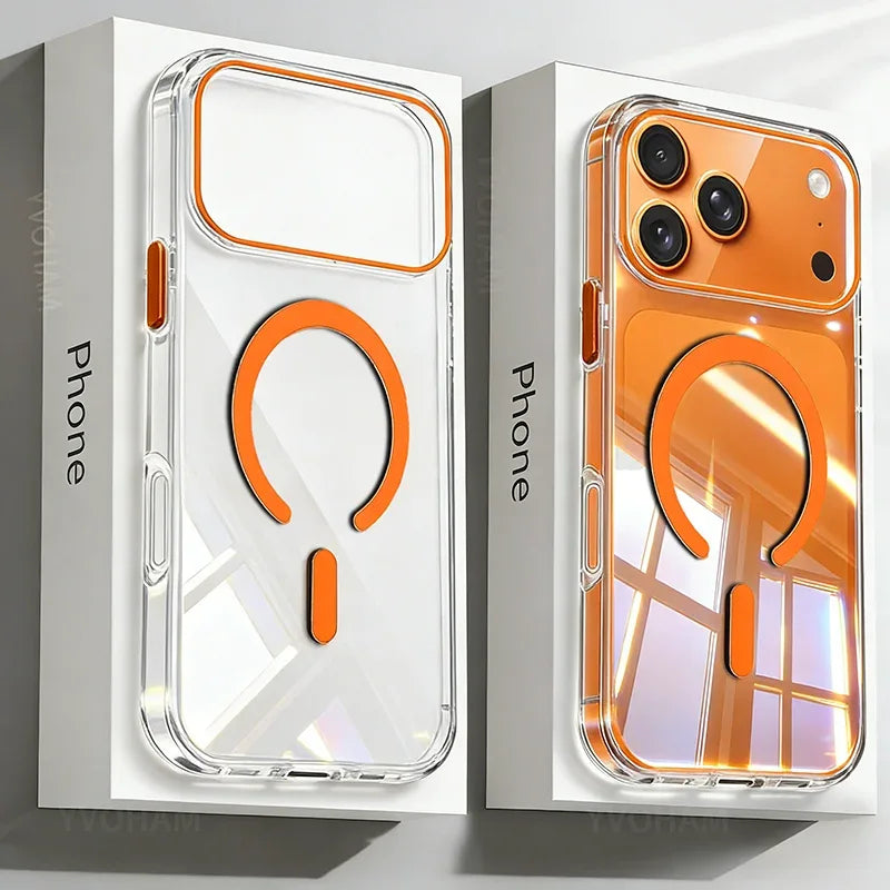 Transparent Thin PC For Magsafe Magnetic Case for iPhone 17 16 15 14 13 Pro Max Plus Air 16e Clear CandyColor Shockproof Cover