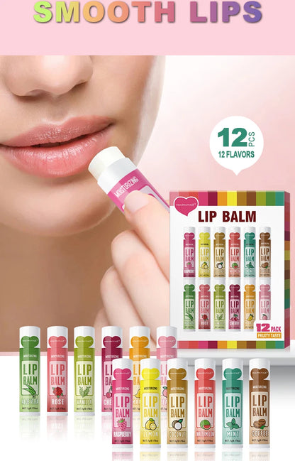 12 PCS/Gift Lip Balm Set 5g Deep Moisturizing and Long-Lasting Moisturizing Exfoliating to Create Hydrated Lips