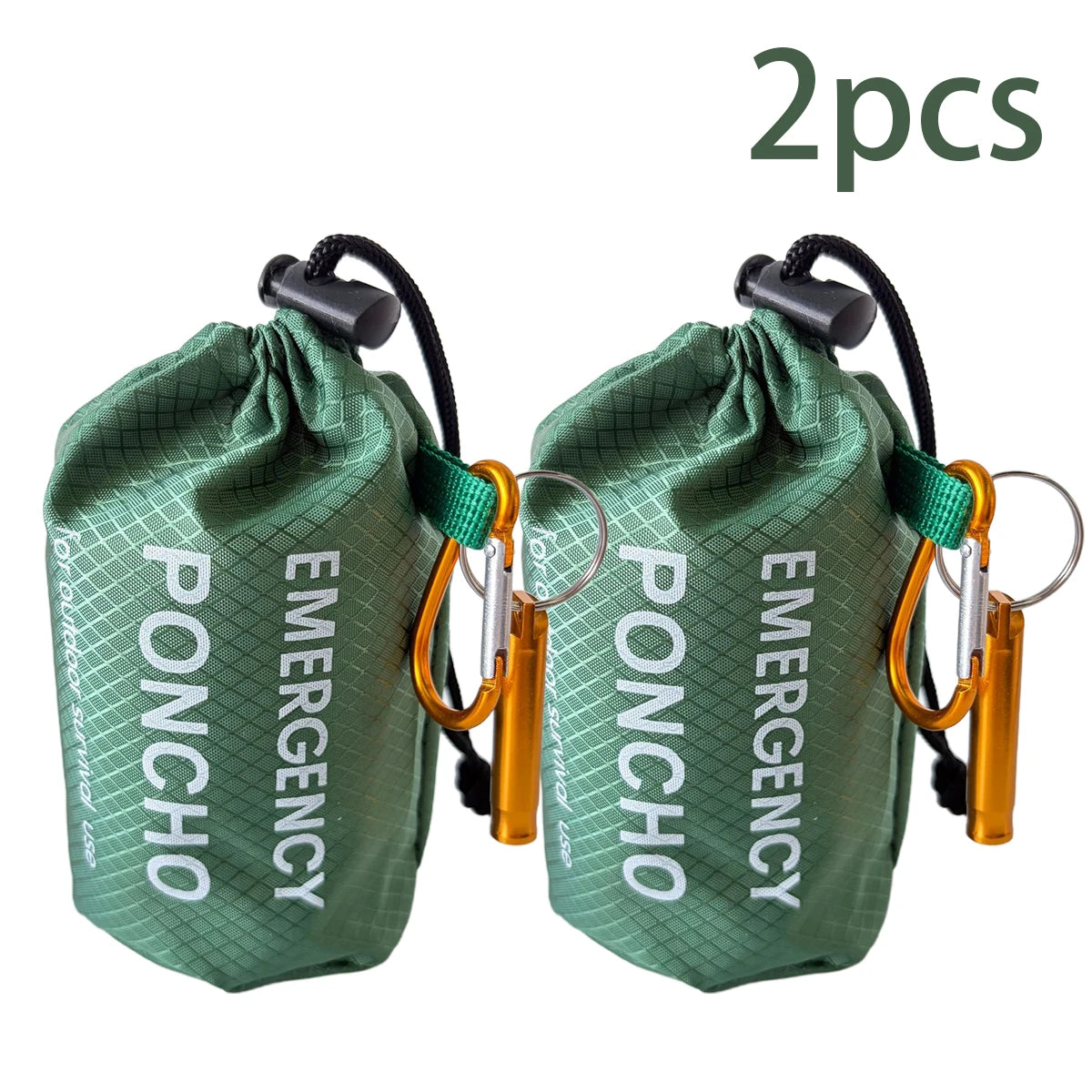 Emergency Rain Poncho Kit Waterproof Hooded Raincoat Portable Rain Cover With Pouch Whistle Carabiner For Camping Hiking