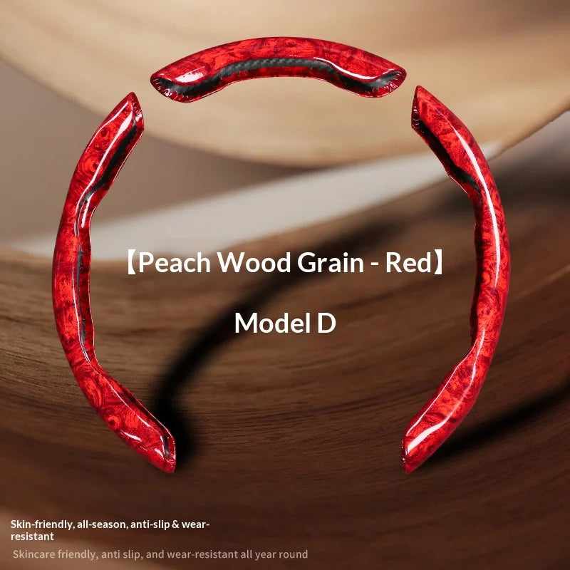 2pcs/3pcs Segmented Peach Wood Texture Universal Steering Wheel Cover Car Interior Accessories Practical Driving Tools Simple