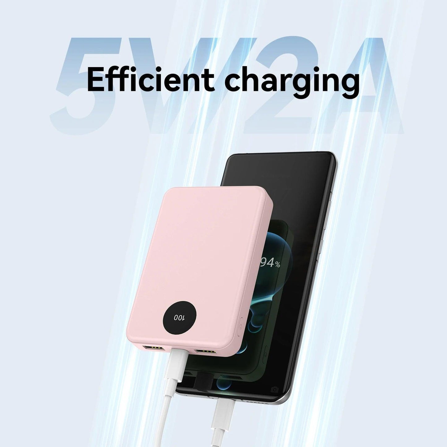 Portable Charger 10000mAh Power Bank, Dual USB Output & USB-C Input Output, Digital Screen Display External Battery for Cell Pho