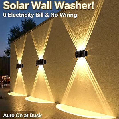 Solar Wall Light Outdoor,Waterproof LED Garden Fence Lamp,Solar Powered Wall Mount Decorative Lighting,Street Patio Landscape