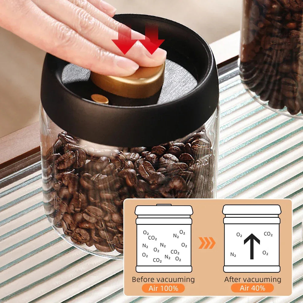 Airtight Glass Storage Jar for Coffee, Tea & Food