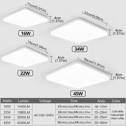 Square LED Ceiling Light 3 Colour Temperatures – 18W, 22W or 45W