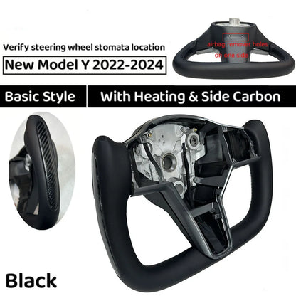  350mm Yoke Handle Steering Wheel With Heating Personalized NAPP Leather Accessories For Tesla Model 3/Y 2018-2022 Y 2022-2024