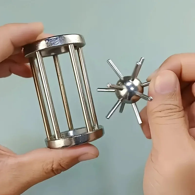 Stainless Steel Cage Challenge Puzzle Toy for Focus & Logic
