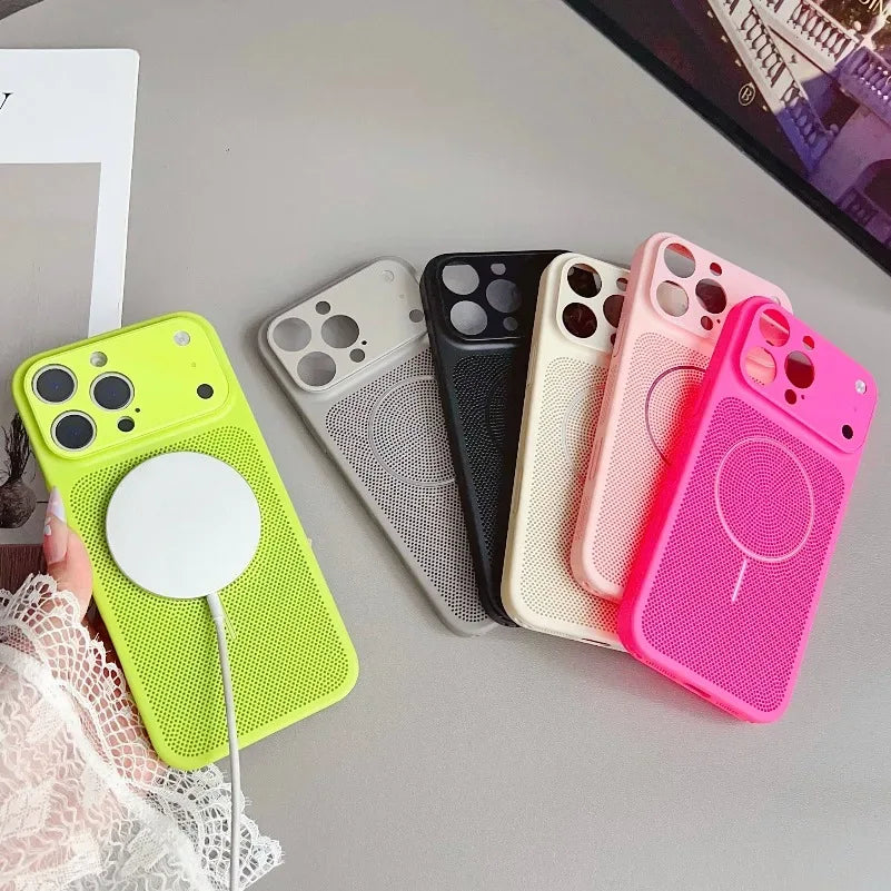 Business Slim Matte Heat Dissipation for Magsafe Case for iPhone 17 16 15 14 13 12 Pro Max Air Plus Slim PC Turn to 17PM Cover