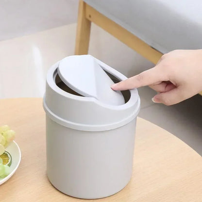Mini Desktop Trash Can with Lid Compact Desk Bin