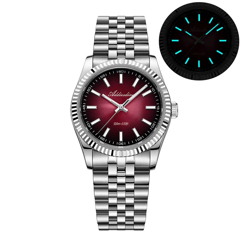 ADDIESDIVE New Men's Watch AD2073 Sapphire Glass 36mm VH31 Sunburst Quartz Watches 10Bar Waterproof Diving Luminous Wristwatch