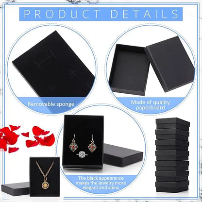 1PCS Black Square Jewelry Display Gifts Box Organizer Engagement for Ring Earring Brooch Necklace Bracelet Packaging Boxes