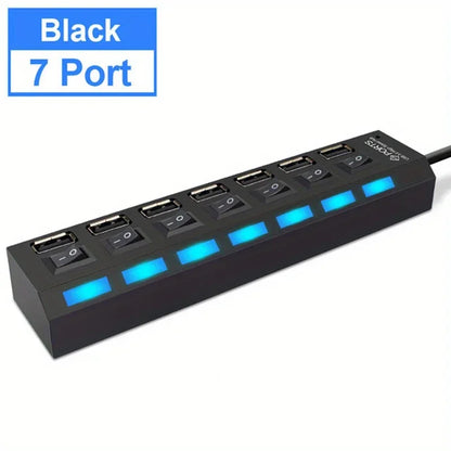 7-Port USB 2.0 Hub with Individual Power Switch & LED
