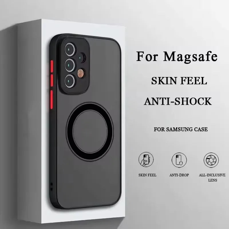 Luxury Magnetic Wireless Charge Case For Samsung A53 A54 A55 A52 A52S A35 A34 A33 A32 A14 A12 A13 A71 5G Shockproof Matte Cover