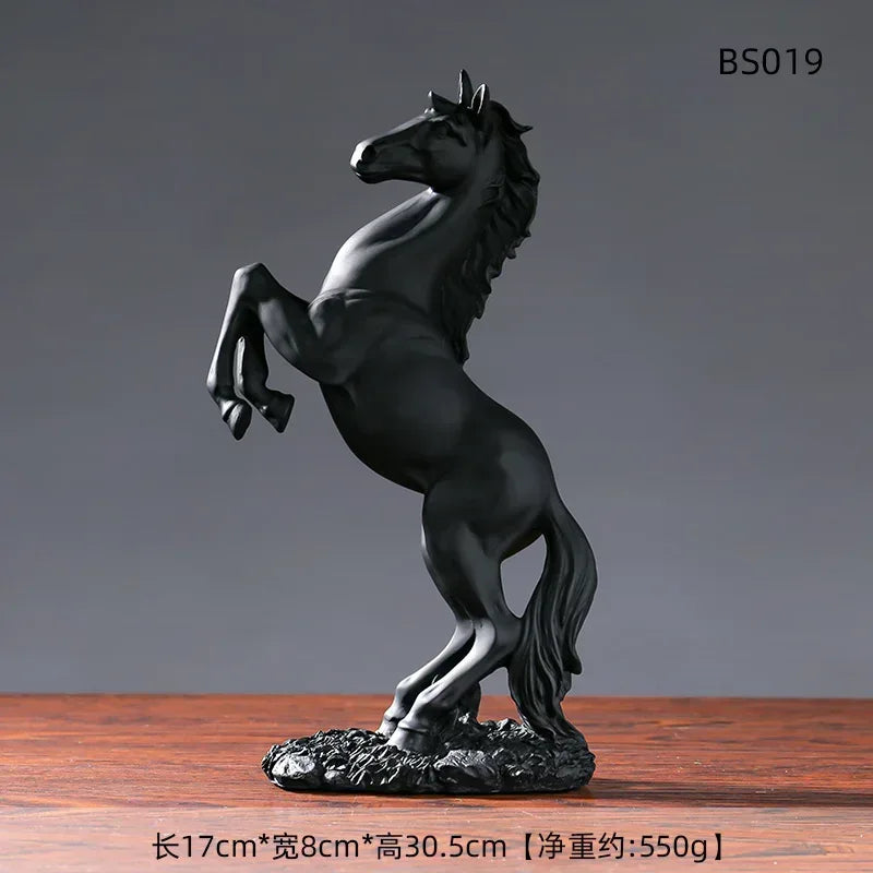 European Style Home Resin Victory Horse Statue, Living Room ，Cabinet,Office Desktop Decoration Animal Figurines - Urbizia