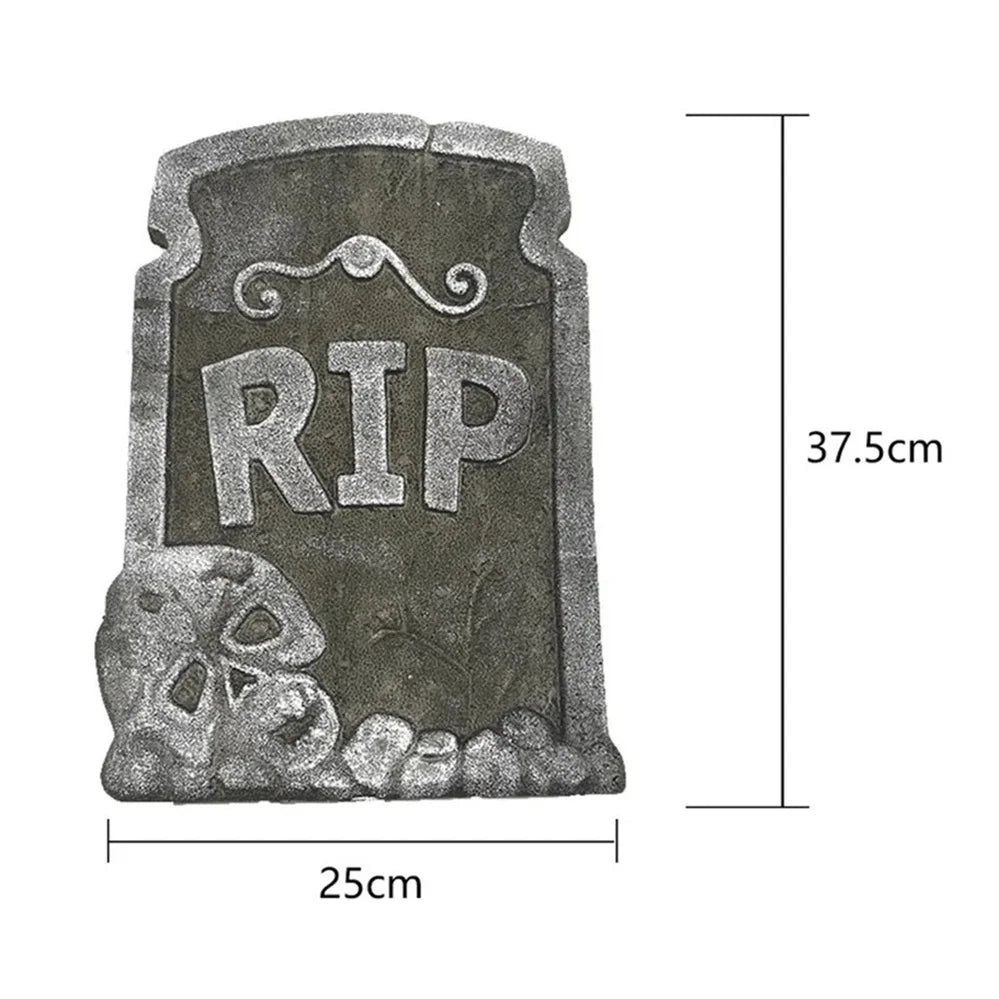 Halloween Foam Skeleton Tombstone – RIP Grave Bat Horror Props for Party & Haunted House
