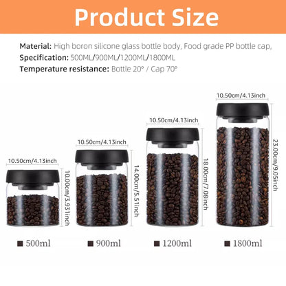 Vacuum Sealed Glass Coffee & Food Storage Jar