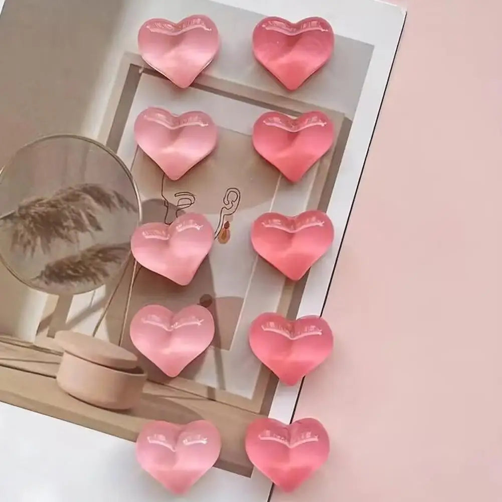 10pcs Heart-shaped Resin Refrigerator Magnets - Multifunctional Kitchen and Office Whiteboard Decoration Magnets
