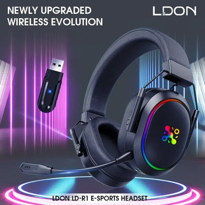 LDON Wireless Gaming Headset for PS5 PS4 Bluetooth 2.4GHz Headphone with Surround Sound Memory Foam for Switch Laptop Mobile Mac - Urbizia